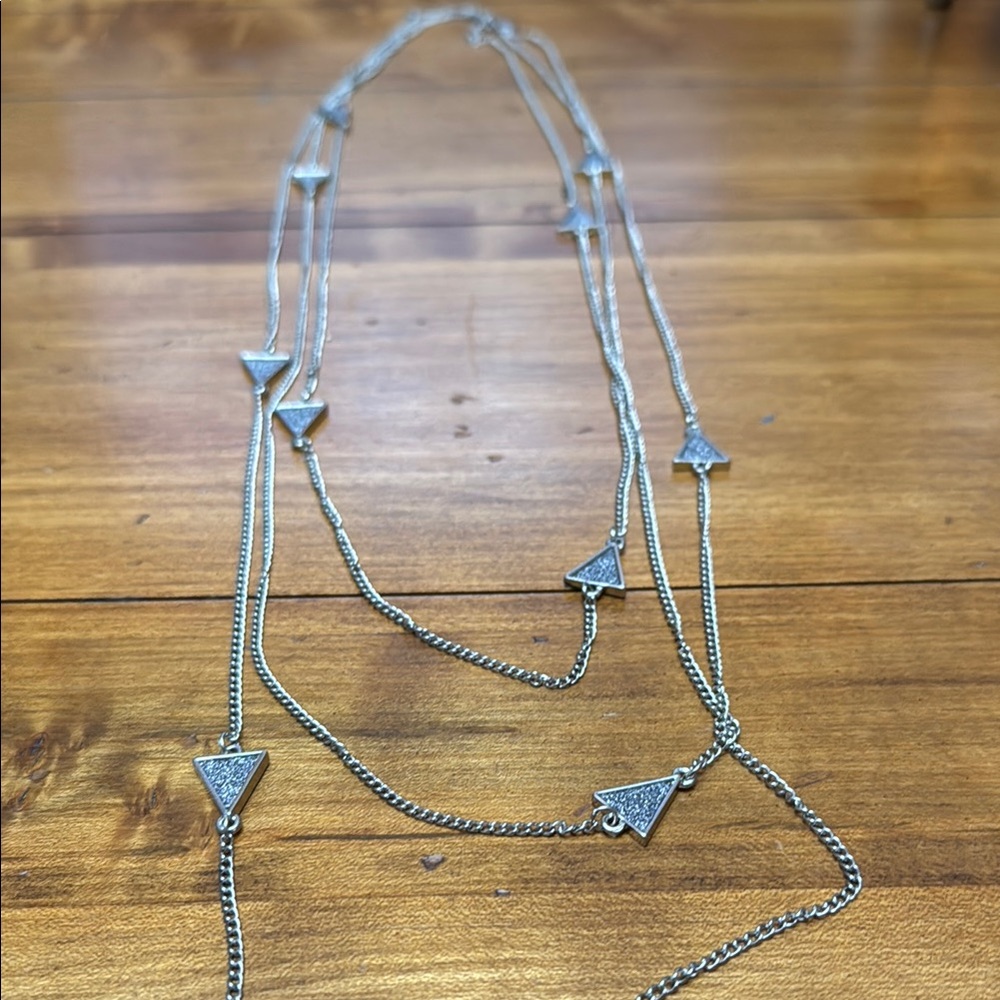 Elegant Multilayer Silver Triangle Necklace